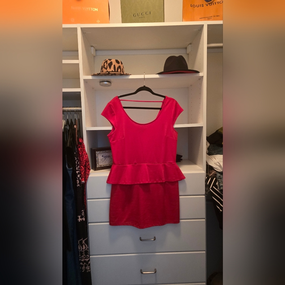 Elegant Red Peplum Dress